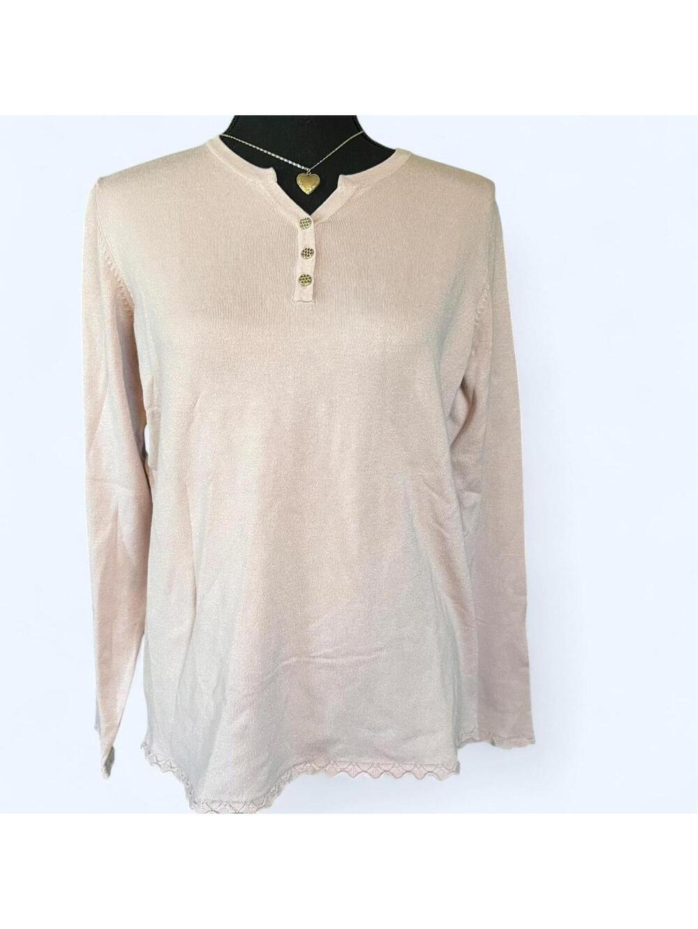 Woman by Carole Ingles soft pink henley top size 42
